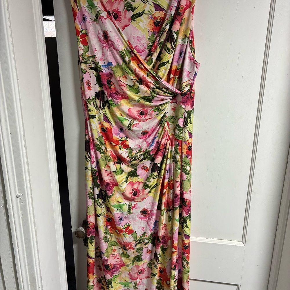 Kate & Mallory Pink and Green Floral Maxi Dress